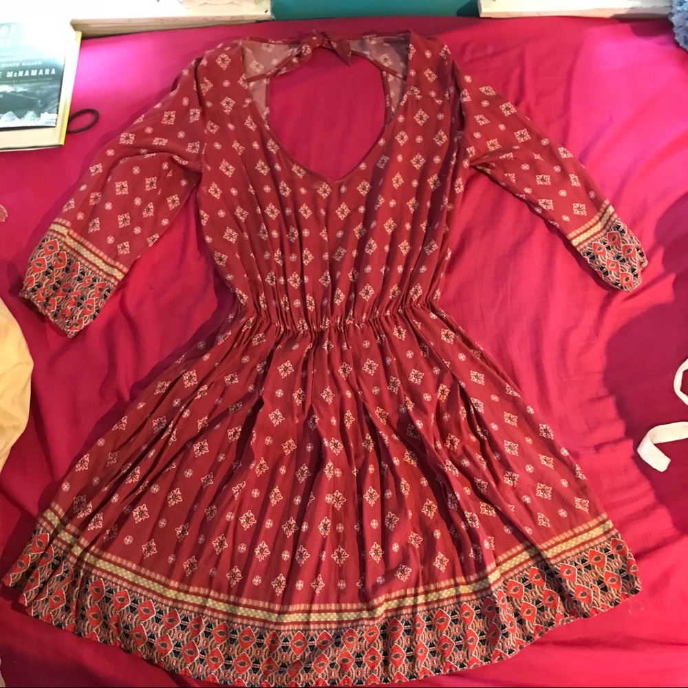 Printed, open-back dress